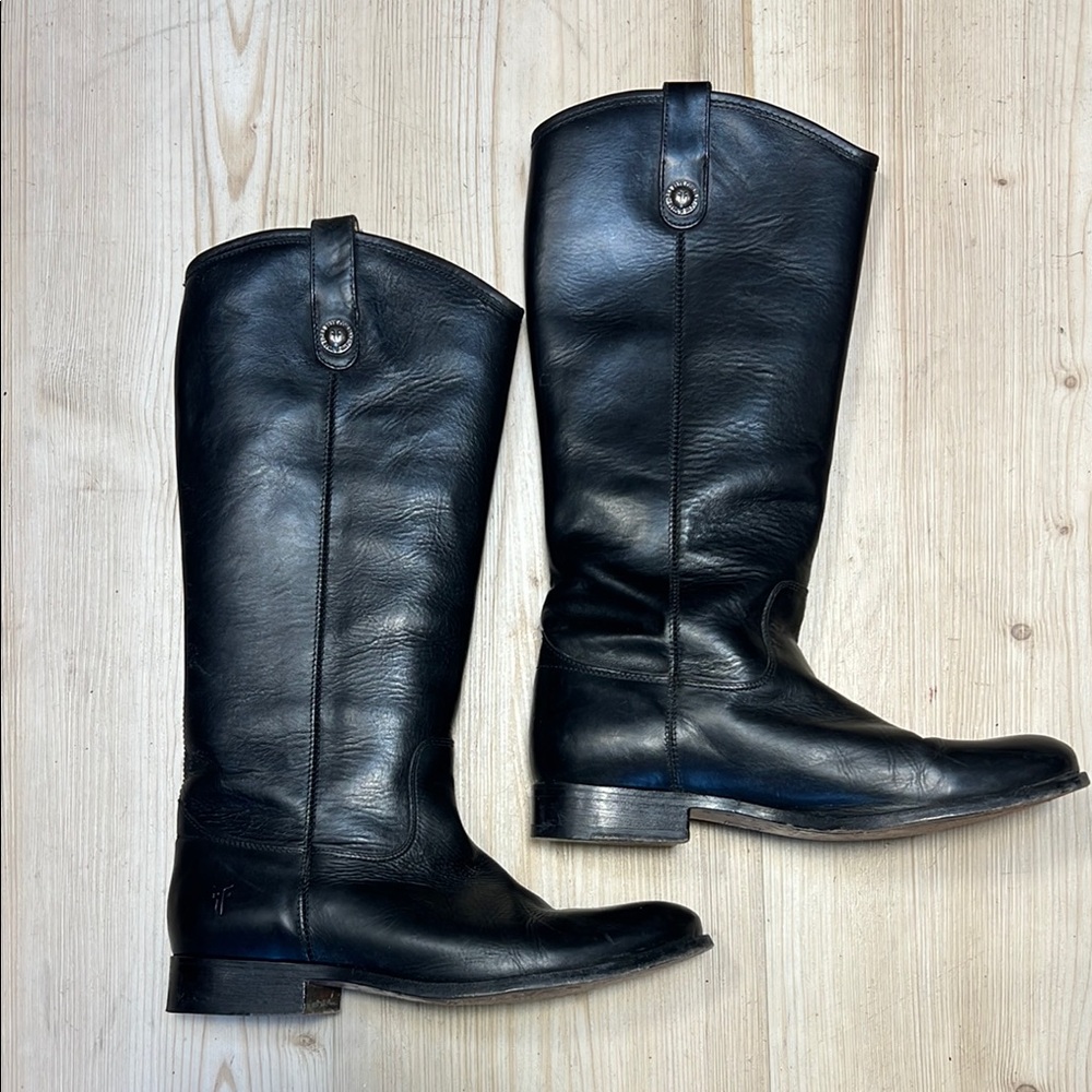 Frye Black Leather Tall Boots